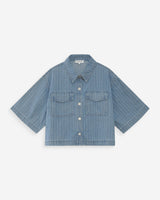 Cropped oversized denim shirt stripedblue Vita