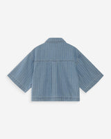 Cropped oversized denim shirt stripedblue Vita