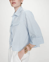 Cropped striped shirt 3/4 sleeves ciel Voice