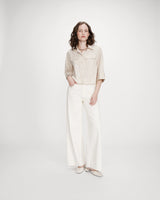 Cropped striped shirt 3/4 sleeves sable Voice