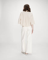Cropped striped shirt 3/4 sleeves sable Voice