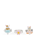 Cute rings (set of 3) - Bunny, cat and flower 