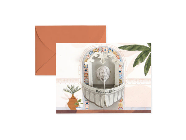 OOH DEER Fountain 3D Layer Greeting Card