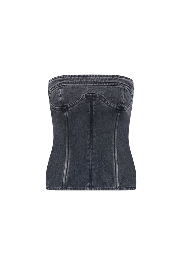SWEETNESS STRAPLESS TOP - WASHED ONYX