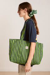 DM CANVAS TOTE - NAVY LIME STRIPE