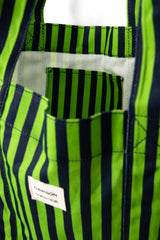 DM CANVAS TOTE - NAVY LIME STRIPE