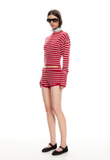 DOLLHOUSE KNIT SHORT - CRIMSON STRIPE