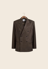 DOUBLE BREASTED CLOTH JACKET - ESPRESSO