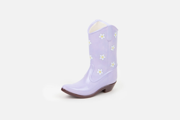 DOIY Vase Rodeo Cowboy Boot Lilac