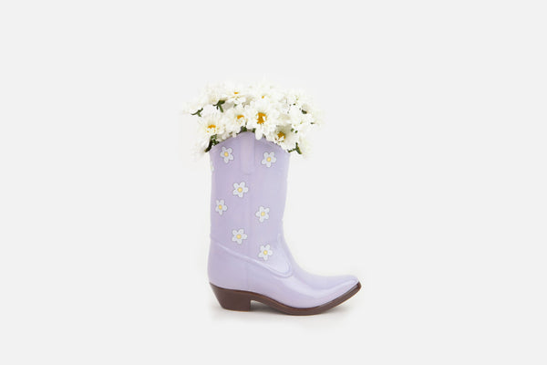 DOIY Vase Rodeo Cowboy Boot Lilac