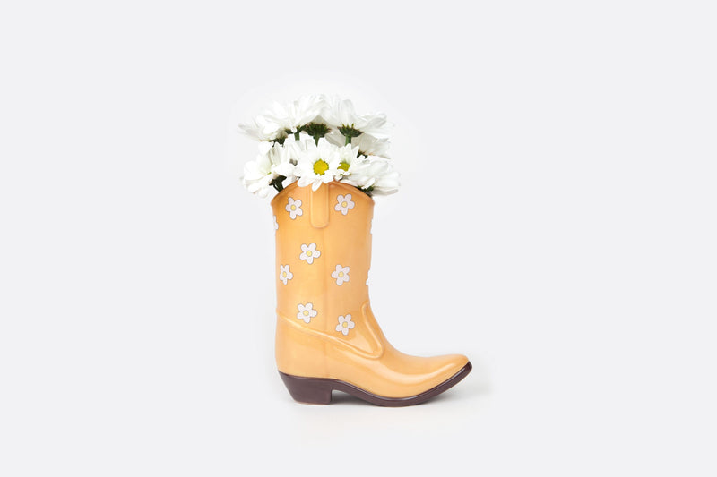 DOIY Vase Rodeo Cowboy Boot Yellow