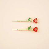 Duo of Thin Roses Hair Clips