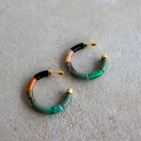 EARRINGS BOLA CACTUS + TUBE IVORY 