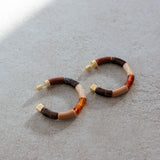 EARRINGS BOLA MOCA + TUBE MARBLED CREAM