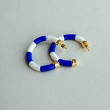 EARRINGS BOLA RIVIERA-COBALT + TUBE AMBER