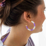 EARRINGS BOLA RIVIERA-LILA + TUBE GRAPEFRUIT