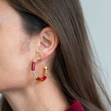 EARRINGS BOLA SOL + TUBE MARBLED CREAM