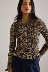 ELLIANA SMOCKED CARDI - LEOPARD