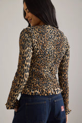 ELLIANA SMOCKED CARDI - LEOPARD