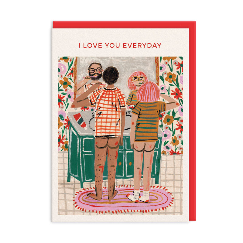 OOH DEER Bathroom Couple Greeting Card