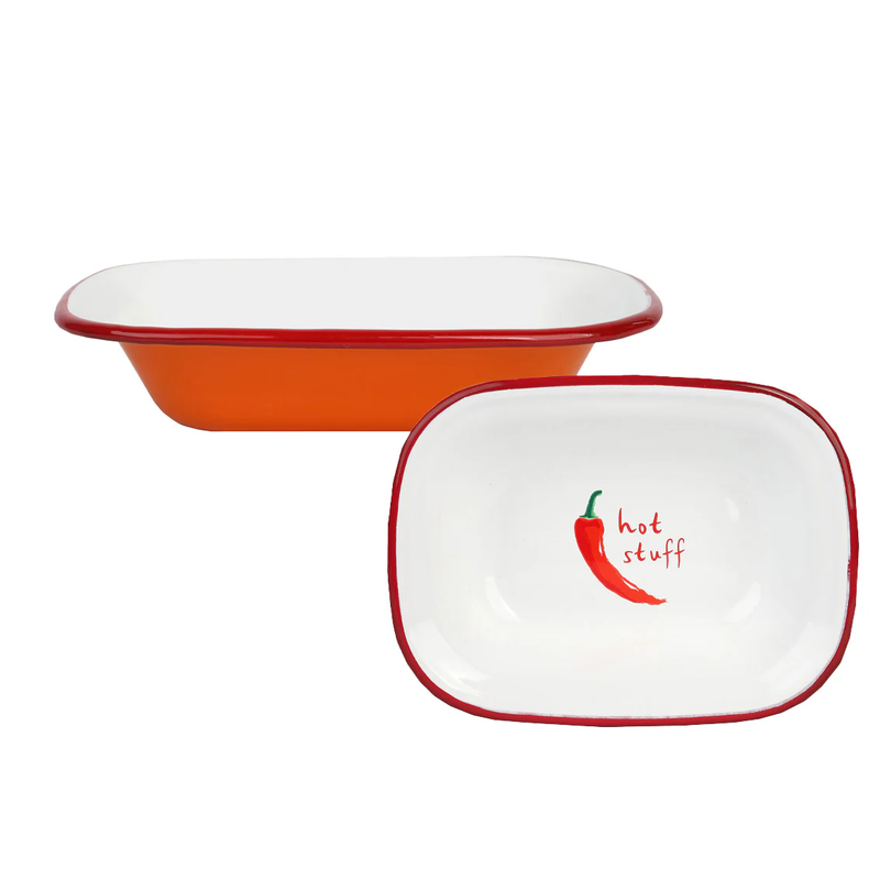 TALKING TABLES Orange Hot Stuff Chilli Enamel Dish 20cm