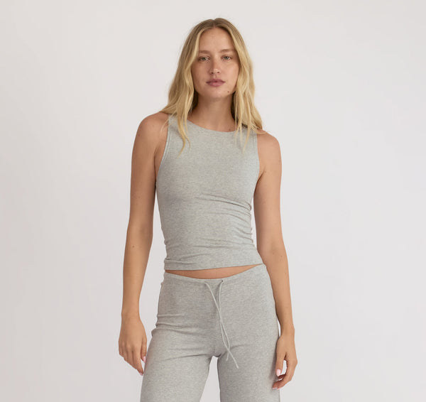 EVERYDAY MOCK NECK TOP - GREY MELANGE