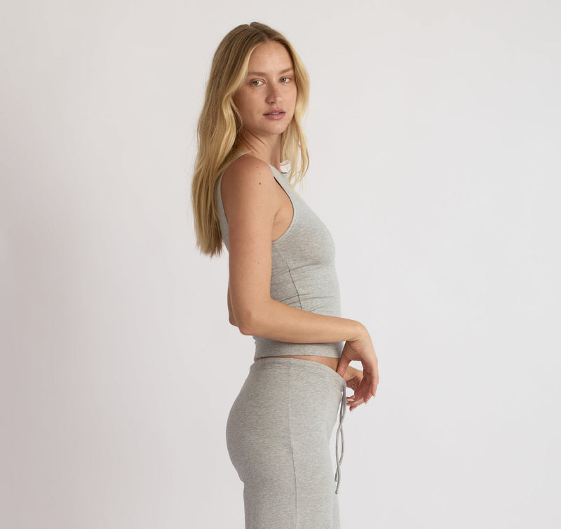 EVERYDAY MOCK NECK TOP - GREY MELANGE