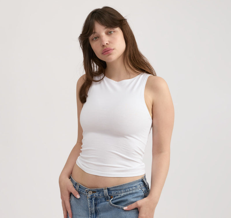 EVERYDAY MOCK NECK TOP - WHITE