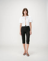 
Embroidered tie-front blouse with balloon sleeves white Wylette