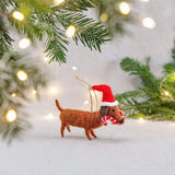Sass and Belle Sausage Dog with Candy Cane Hanging Decoration