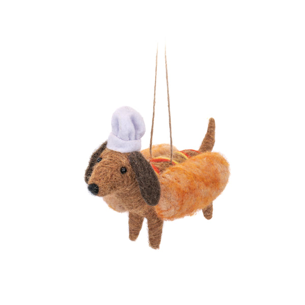 Sass and Belle Hot-Sausage-Dog Felt Decoration