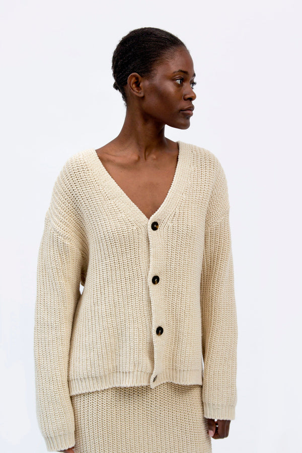 FLOWER CARDIGAN - Natural