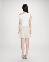Fitted asymmetric draped top ivoire Vodia