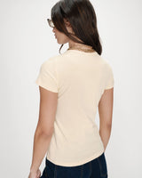 Fitted cotton T-shirt with velvet print vanille Valerio
