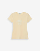 Fitted cotton T-shirt with velvet print vanille Valerio
