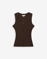 Fitted cotton jersey tank top chocolat Valou