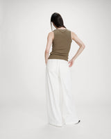 Fitted cotton jersey tank top kaki Valou