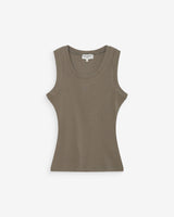 Fitted cotton jersey tank top kaki Valou