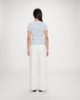 Fitted fine knit short-sleeve sweater bleuet Vendredi