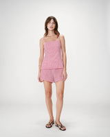 Fitted gingham cotton square-neck top rouge Wynel
