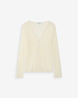 Fitted lace buttoned V-neck top ecru Venezia