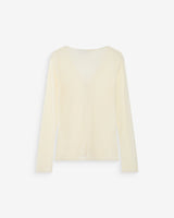 Fitted lace buttoned V-neck top ecru Venezia
