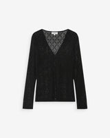 Fitted lace buttoned V-neck top noir Venezia