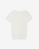 Fitted short-sleeve V-neck sweater ivoire Velyor