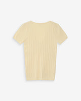 Fitted short-sleeve V-neck sweater vanille Velyor