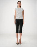 Fitted striped boat-neck T-shirt ecru Wake