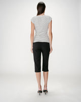 Fitted striped boat-neck T-shirt ecru Wake