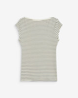 Fitted striped boat-neck T-shirt ecru Wake