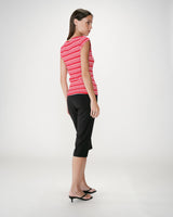 Fitted striped boat-neck T-shirt rouge Wake