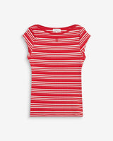 Fitted striped boat-neck T-shirt rouge Wake